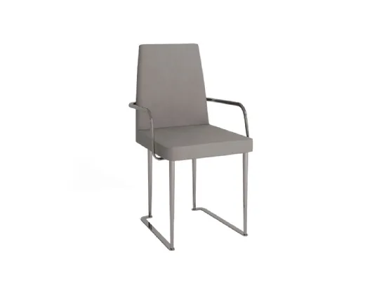Sedia moderna in pelle con struttura in nickel nero lucidato Tamigi di Busatto