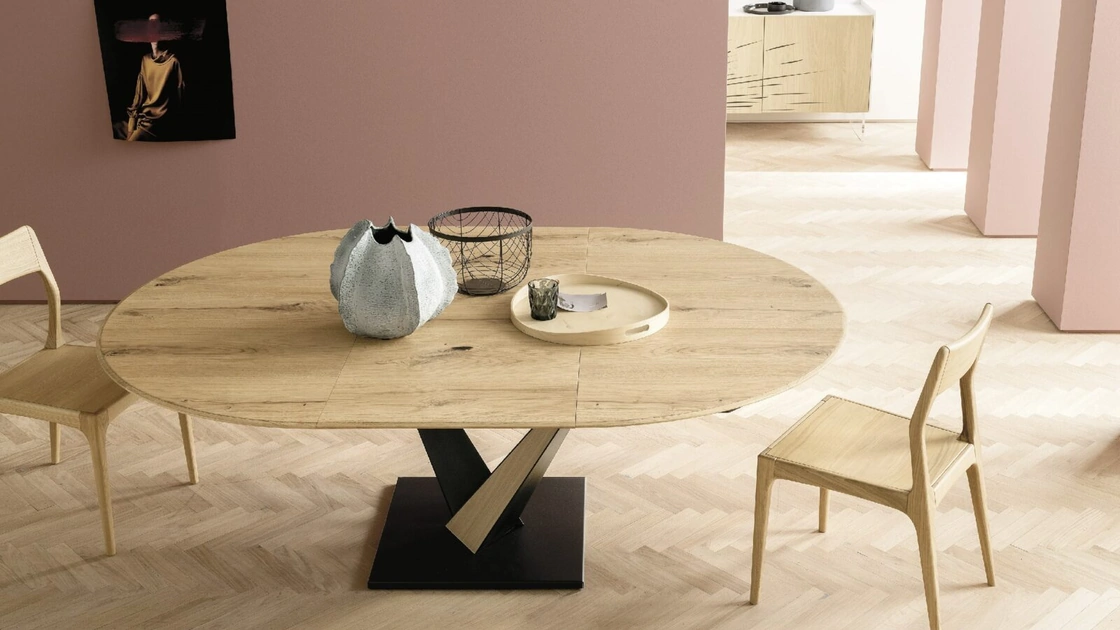 Tavolo rotondo allungabile West di Alta Corte