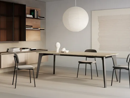 Tavolo allungabile Rubens con top in laminato e gambe in legno verniciato di Arredo3