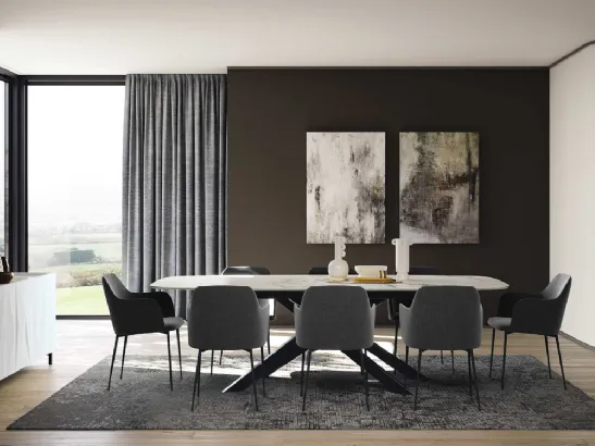 Tavolo con piano in marmo e base in metallo Bliss di Febal