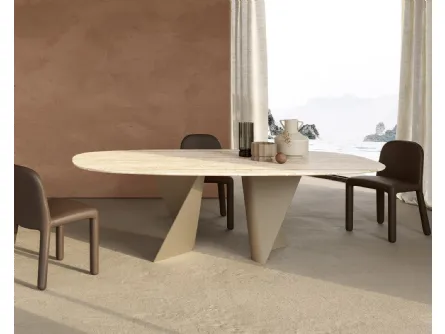 Tavolo in legno secolare multistrati Naturale e base in metallo Blow di Nature Design