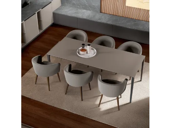 Tavolo allungabile con struttura in metallo Nero opaco e piano in Fenix Grigio Londra Boston di Febal
