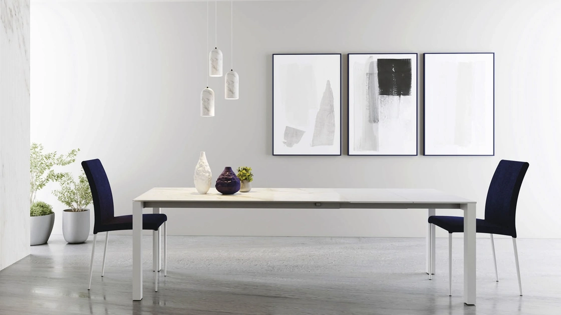 Tavolo allungabile Discovery in vetroceramica bianco di Zamagna