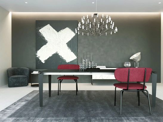 Tavolo allungabile Freccia in laminato nero di Zamagna