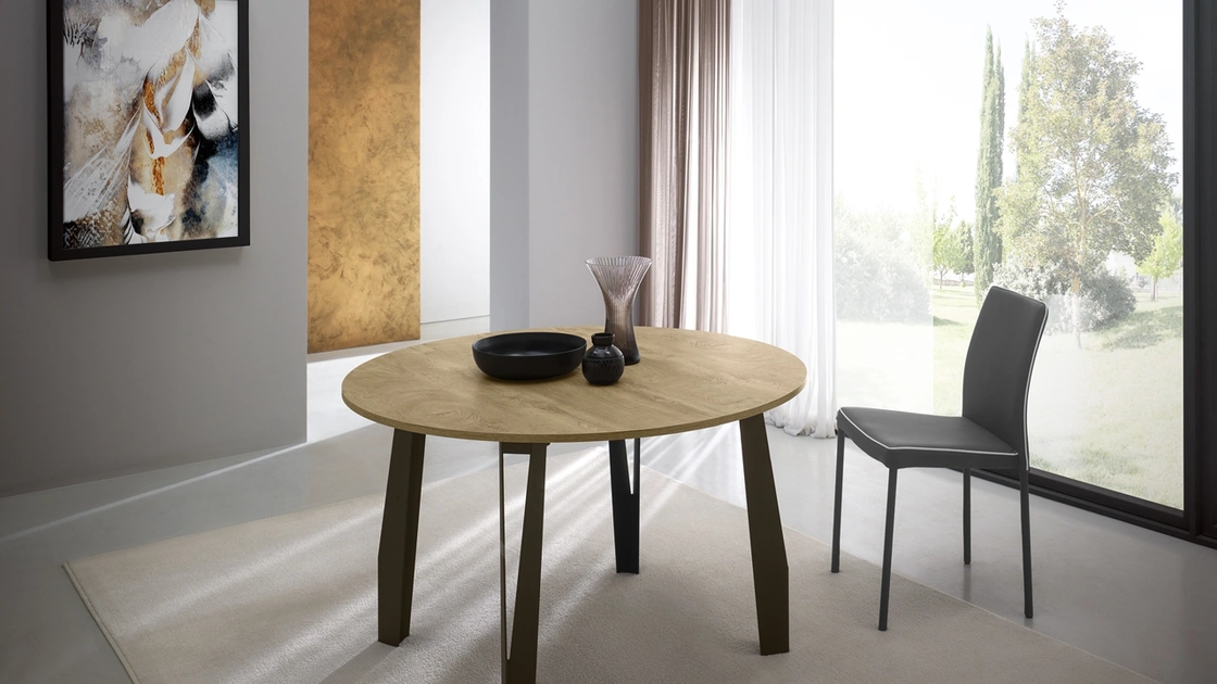 Tavolo allungabile rotondo Jet in melaminico rovere di Zamagna