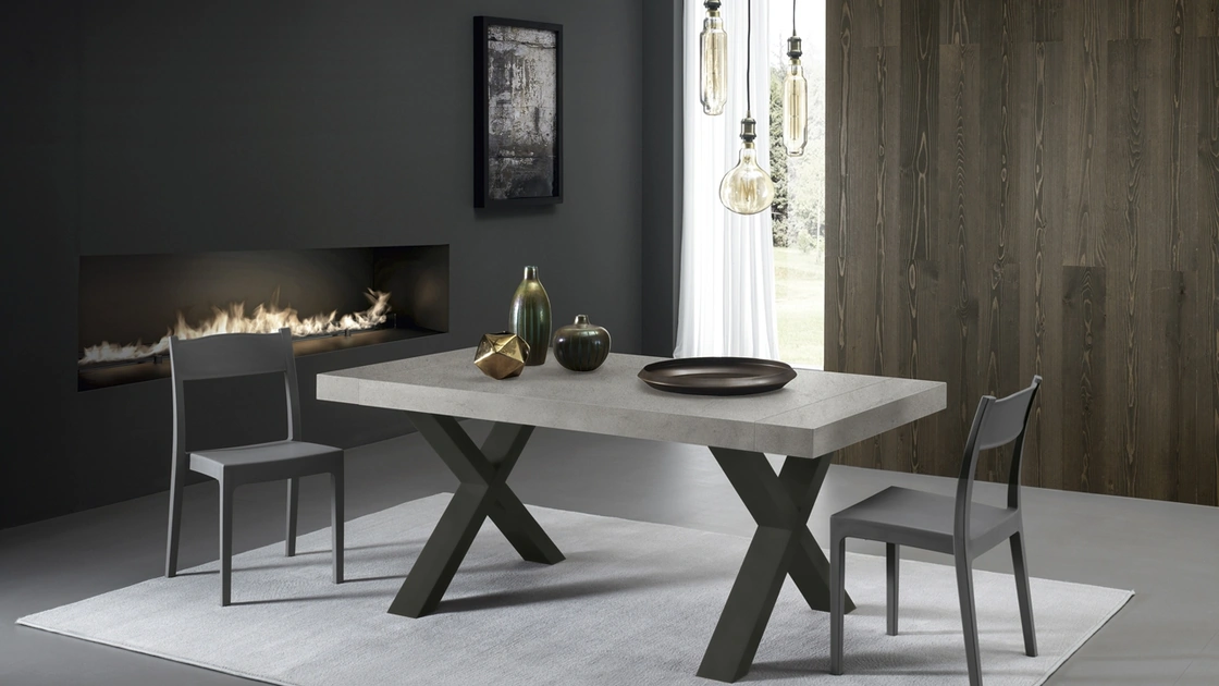 Tavolo allungabile Post in melaminico cemento di Zamagna