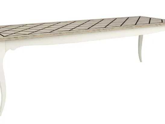 Tavolo classico in legno laccato con top anticato PR214 di Busatto