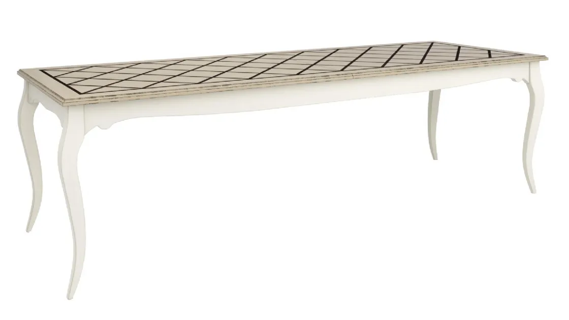Tavolo classico in legno laccato con top anticato PR214 di Busatto