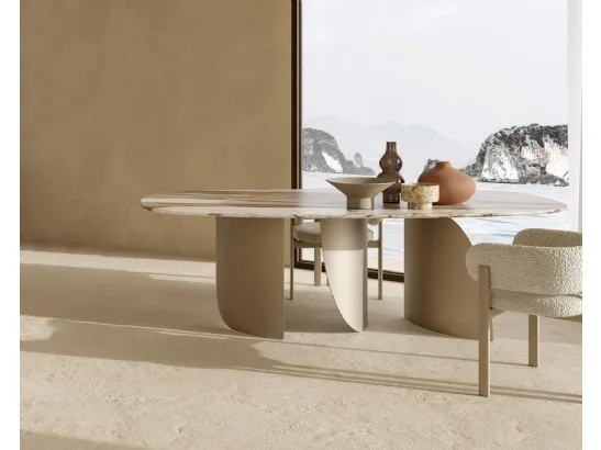 Tavolo in marmo con struttura in metallo Sail di Nature Design