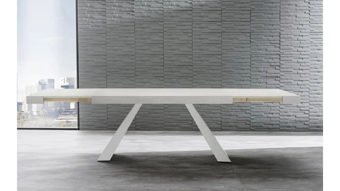 Tavolo allungabile Slide in melaminico cemento di Zamagna
