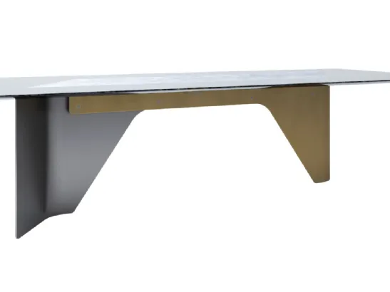 Tavolo di design con top in marmo e base in metallo Tamigi di Busatto