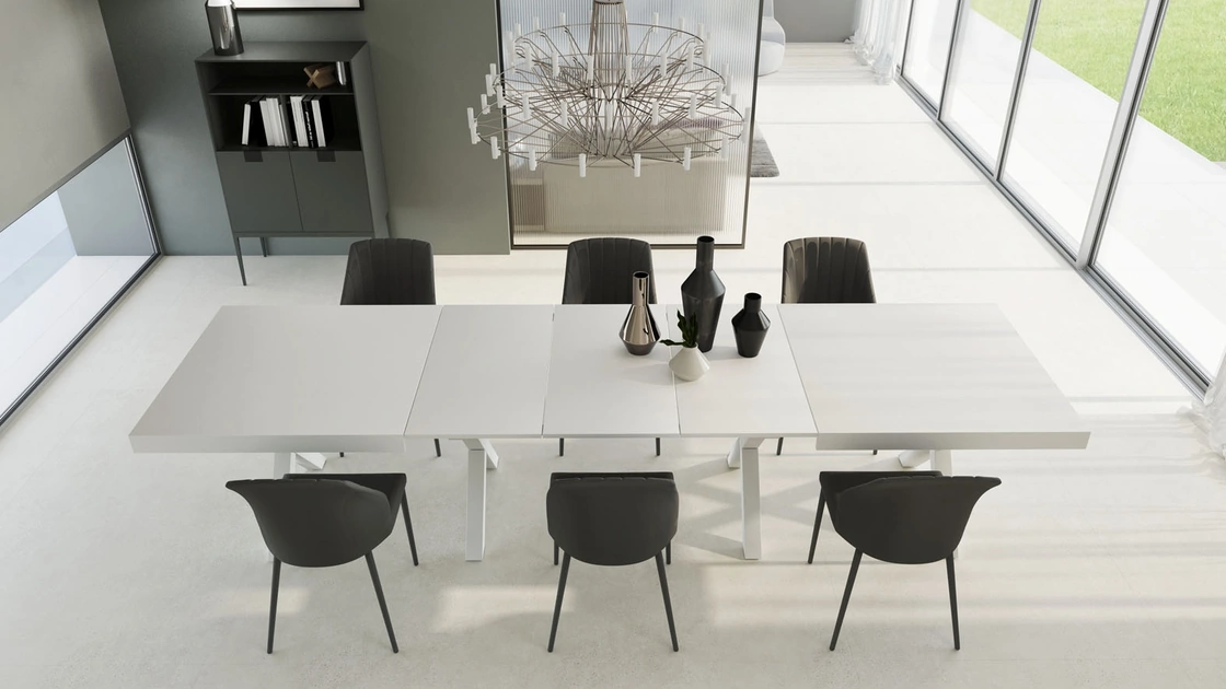 Tavolo allungabile XL in melaminico bianco di Zamagna