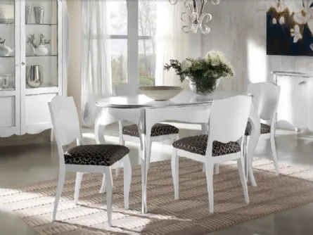 Tavolo ovale allungabile Trend Style TR1297 in legno  finitura laccato Bianco e Argento di Imba Srl