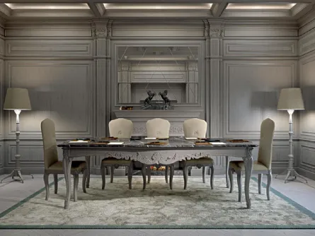 Tavolo classico con top in marmo e struttura in legno Werner di Busatto