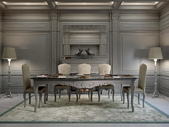 Tavolo classico con top in marmo e struttura in legno Werner di Busatto