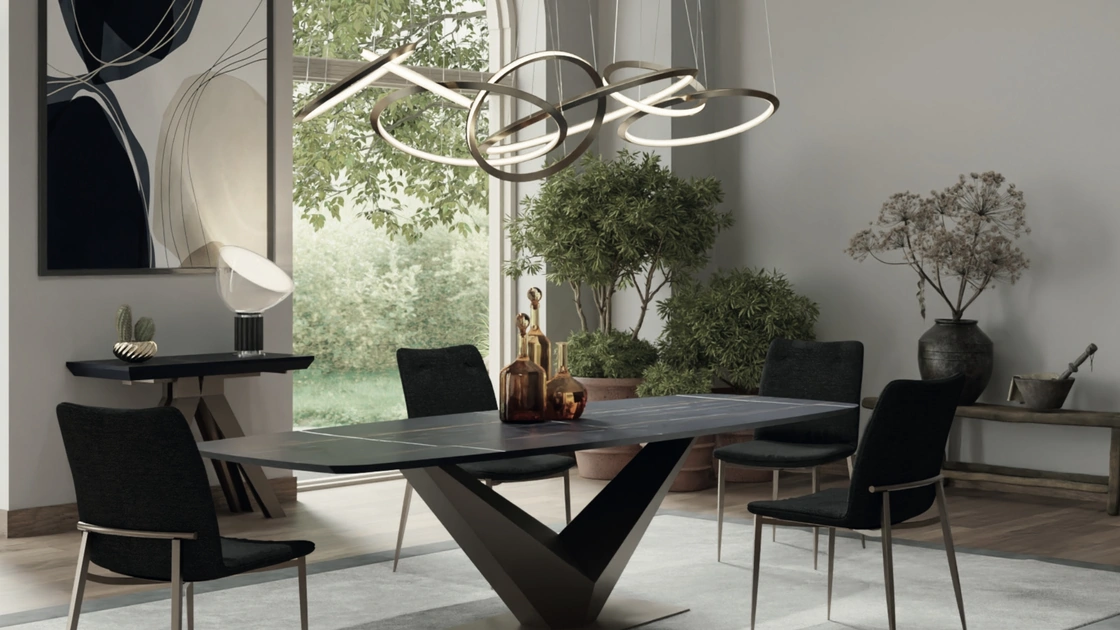 Tavolo allungabile Flight con piano in HPL sahara noir di Zamagna