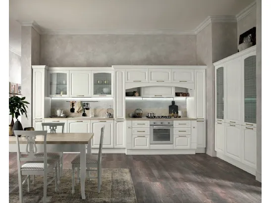 Cucina Classica ad angolo in legno naturale Bianco Mida 02 di Colombini Casa Artec