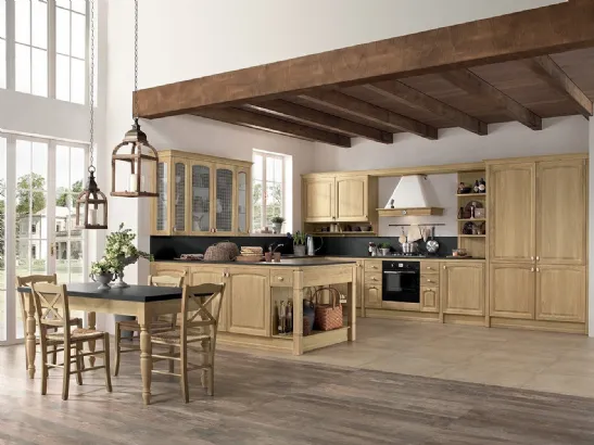 Cucina Classica con penisola Mida 05 in Rovere di Colombini Casa Artec