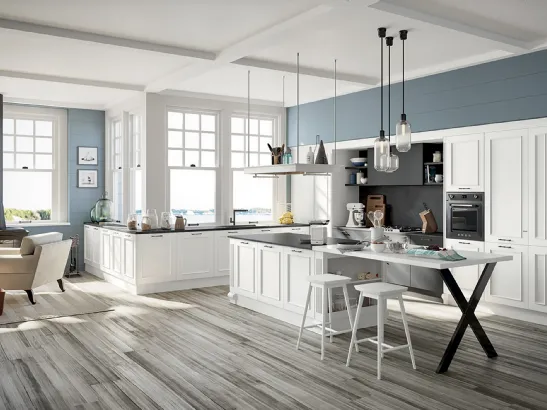 Cucina Classica angolare in laccato bianco opaco Romantica 02 di Febal