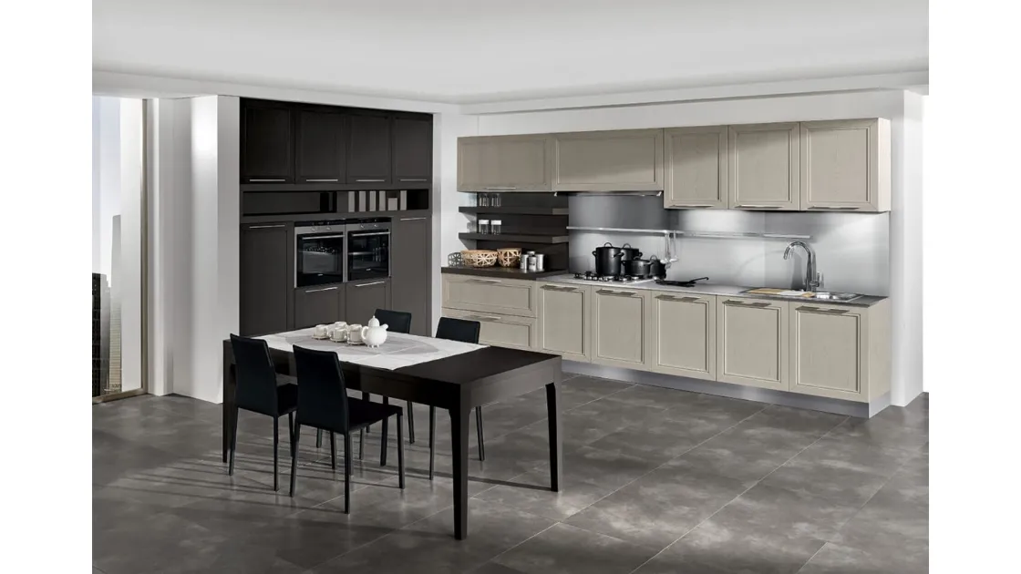 Cucina Classica lineare Itaca in Frassino massello decapè e laccato a poro aperto di Arredo3