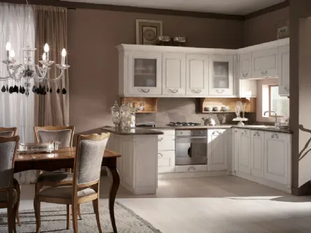 Cucina Classica angolare in legno laccato bianco Le Blanche di Busatto