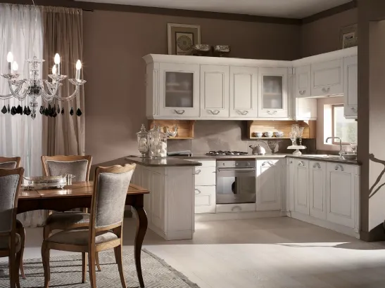Cucina Classica angolare in legno laccato bianco Le Blanche di Busatto