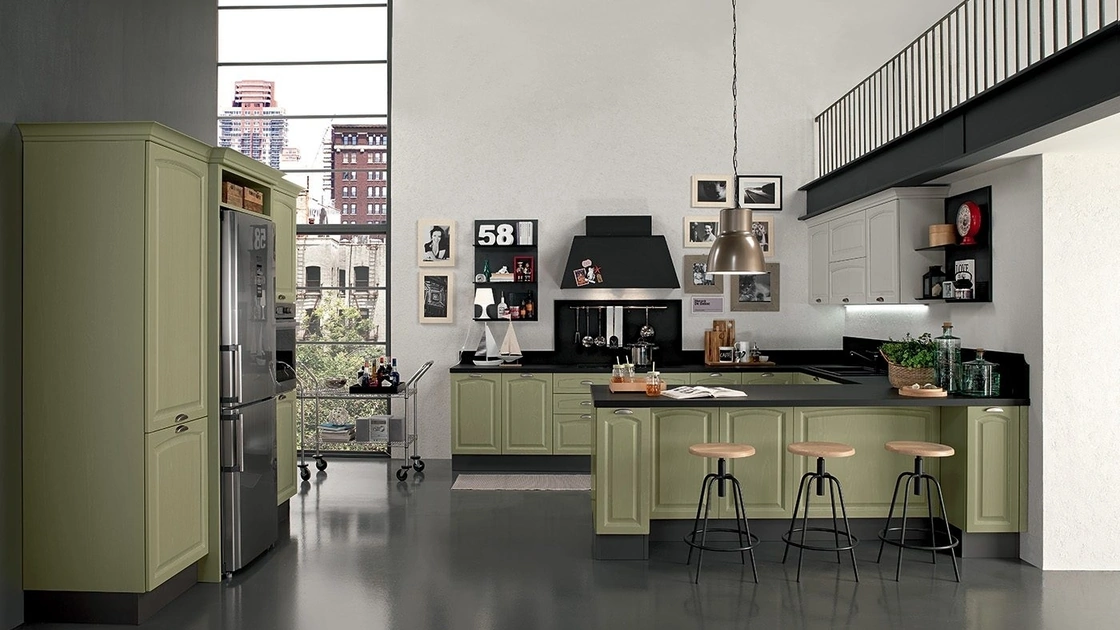 Cucina Classica con penisola Mida 06 di Colombini Kitchen