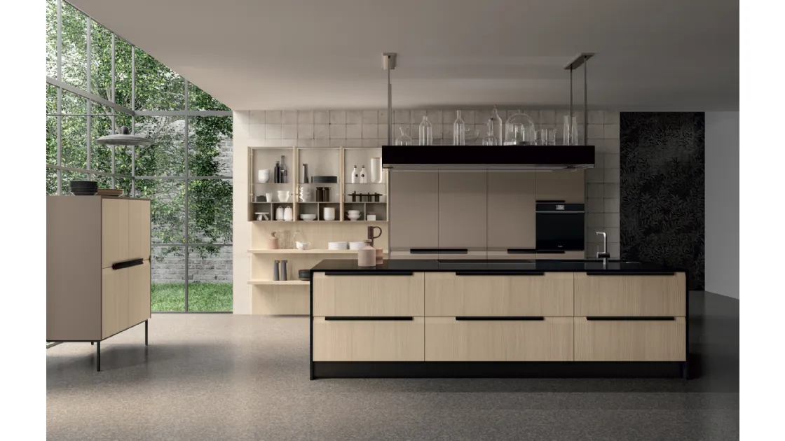 Cucina Moderna con isola in legno di rovere Chantal di Febal