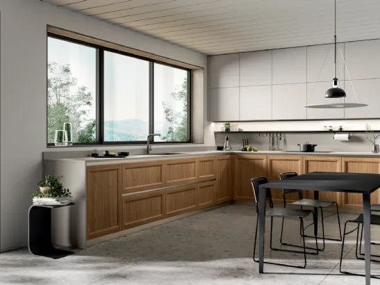 Cucina Moderna angolare in legno e laccato opaco Class Line 02 di Febal