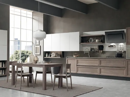 Cucina Moderna lineare in legno e laccato bianco Class Line 04 di Febal