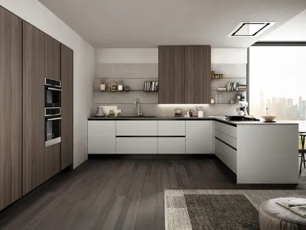 Cucina Moderna Cloe 01 con penisola di Arredo3