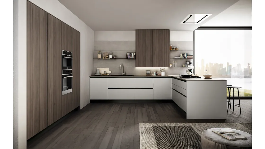 Cucina Moderna Cloe 01 con penisola di Arredo3