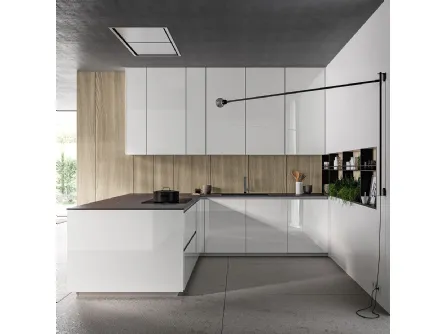 Cucina Moderna Glass 2 0 04 con penisola di Arredo3