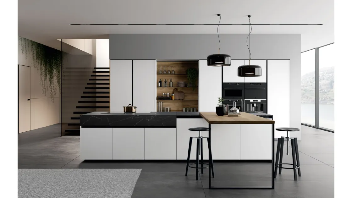 Cucina Moderna Glass 2 0 06 con isola di Arredo3