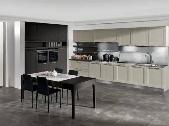 Cucina Moderna lineare Itaca in Frassino massello decapè e laccato a poro aperto di Arredo3