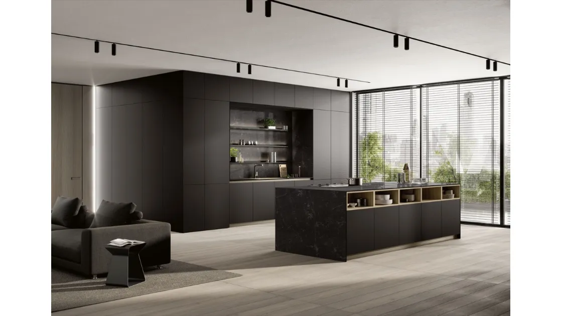Cucina Moderna con isola Modula Anta Square 01di Febal Casa