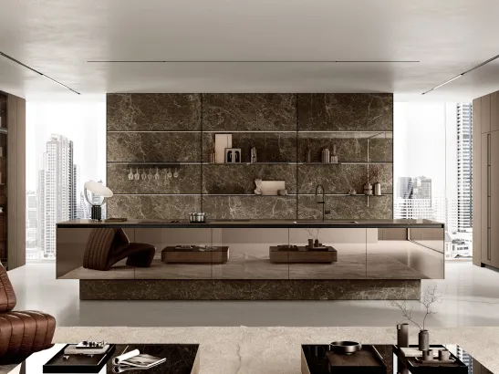 Cucina Moderna con isola Origina Anta Telaio Alluminio 01 di Febal Casa