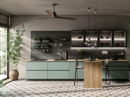 Cucina Moderna con penisola Pura in laccato opaco di Colombini Casa Artec