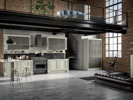 Cucina Shabby Chic lineare in laccato opaco Romantica 01 di Febal