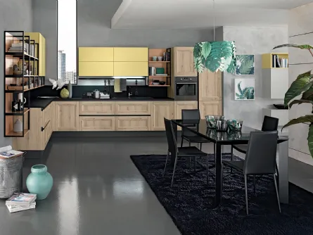 Cucina angolare su misura finitura rovere spaccato naturale Memory 04 di Febal Casa