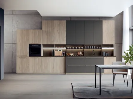 Cucina su misura lineare in nobilitato e laccato opaco Modula 06 di Febal